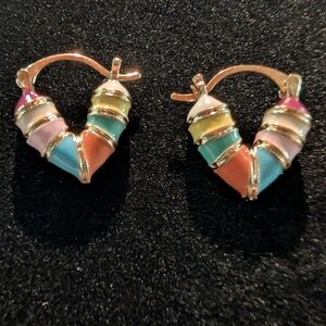Gold Colored and Mixed Pastel Hoop Earrings